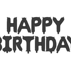 Sort "happy birthday" folie ballon