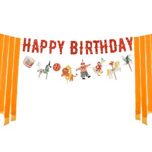 Creme/sort “happy birthday” sløjfe banner