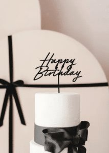 Sort “happy birthday” kage pynt Sort “happy birthday” kage pynt