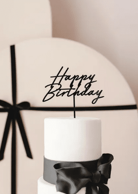 Sort “happy birthday” kage pynt Sort “happy birthday” kage pynt