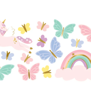 Enhjørning & sommerfugle falske tatoveringer