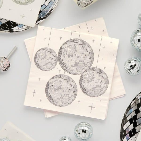 Hvid serviet m/diskokugle