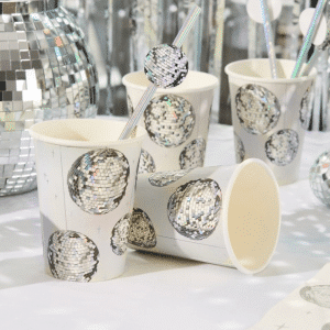 Sølv papkop m/diskokugle