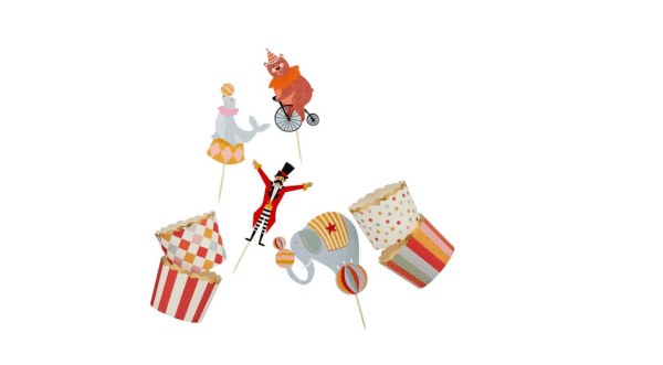 Cirkus kagepynt og cupcake forme