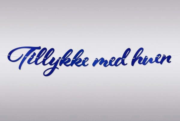 Blå guirlande “Tillykke med huen”
