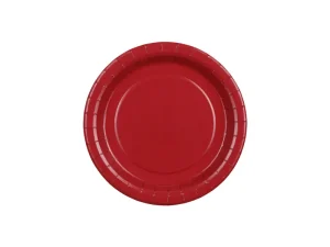 Mørkerød paptallerken (lille)