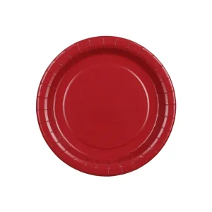 Mørkerød paptallerken (lille)