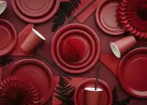 Mørkerød paptallerken (lille)