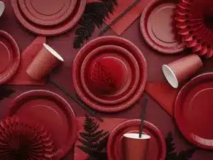 Mørkerød paptallerken (stor)