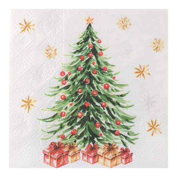 Hvid serviet m/juletræ Hvid serviet m/juletræ