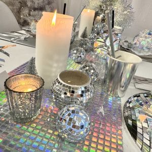 Sølv disko bordløber