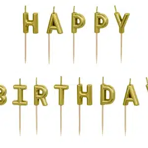 Guld kage lys "happy birthday"