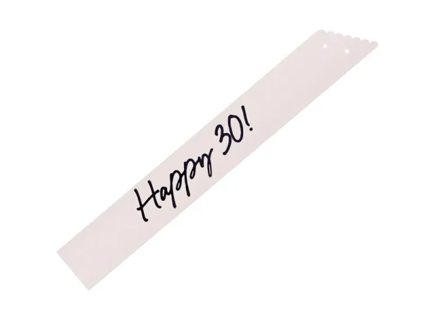 Creme skråbånd “Happy 30!”
