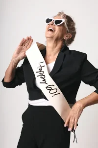 Creme skråbånd “Happy 60!” Creme skråbånd “Happy 60!”