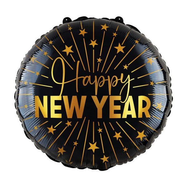Sort/guld “happy new year” folie ballon Sort/guld “happy new year” folie ballon