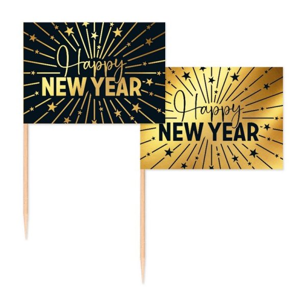 Sort & guld “happy new year” kagepynt Sort & guld “happy new year” kagepynt