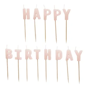 Lyserød kage lys "happy birthday"