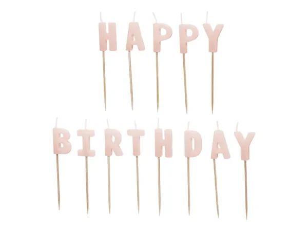 Lyserød kage lys “happy birthday”