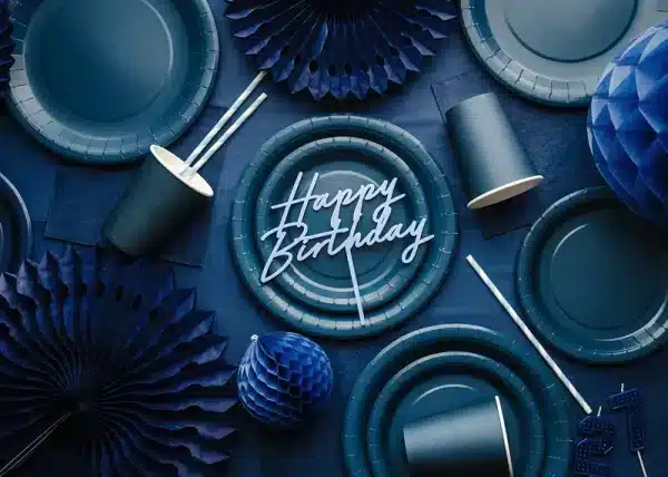 Navy blå paptallerken (stor)