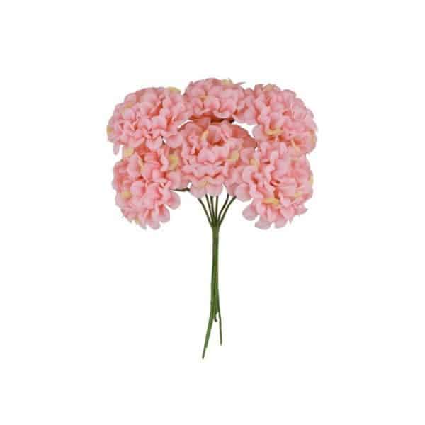 Lyserød kunstig mini hortensia bundt