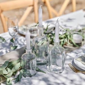 Klar flaskeformet lysestage sæt