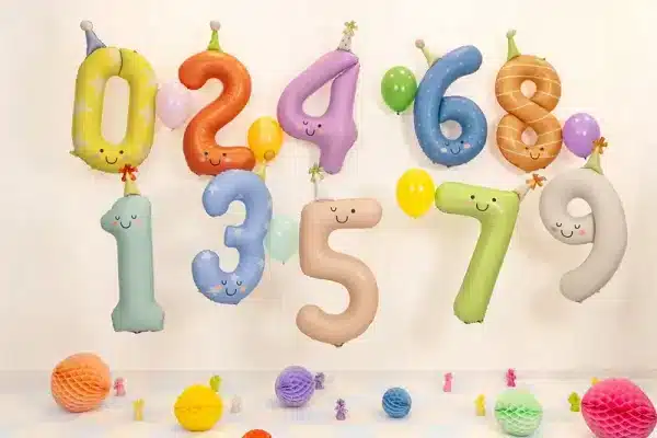 Mint grøn folie ballon tal 1 m/sød hat