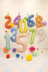 Mint grøn folie ballon tal 1 m/sød hat