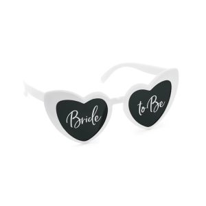 Hvid hjerteformet “Bride to Be” brille