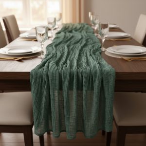 Mørk oliven grøn gaze bordløber