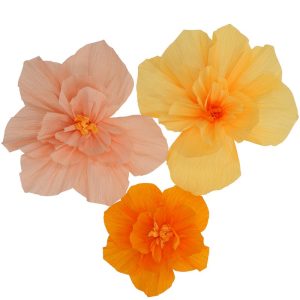 Fersken/Orange crepe papir blomster