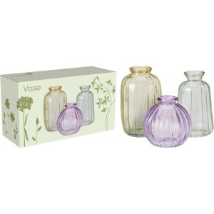 Grøn/lilla/gul glas vase (3pak)