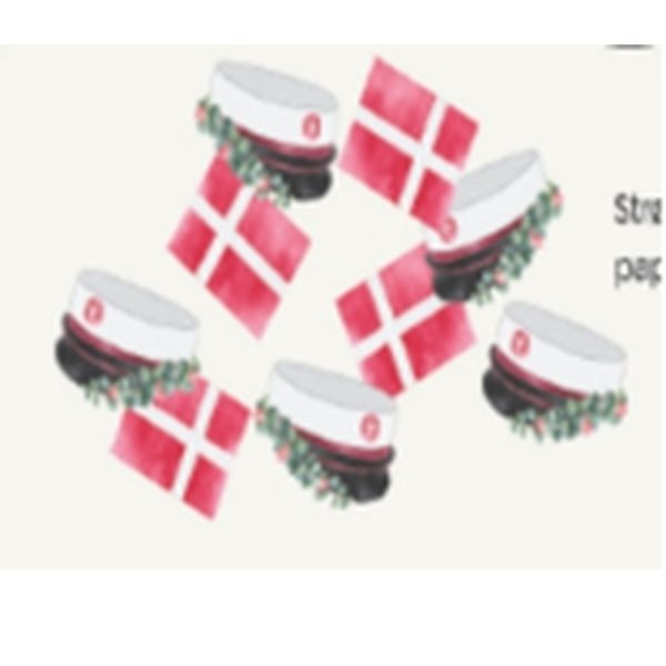 Rød konfetti m/studenterhuer og dannebrogsflag Rød konfetti m/studenterhuer og dannebrogsflag