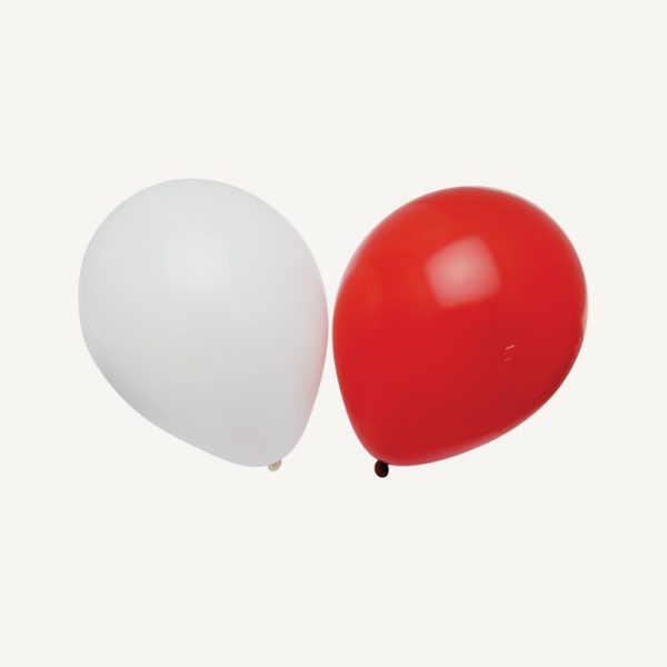Rød/hvid latex ballon