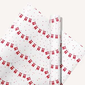 Hvid gavepapir m/dannebrog flag