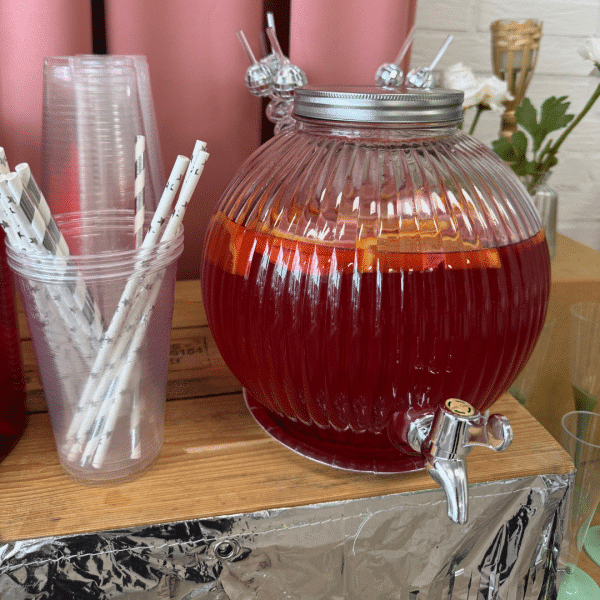 Rund drikke dispenser i glas