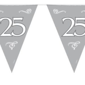 Sølv "25" vimpel guirlande
