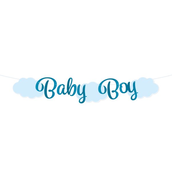 Lyseblå sky guirlande “baby boy”
