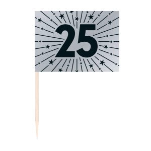 Sølv "25" kage pynt