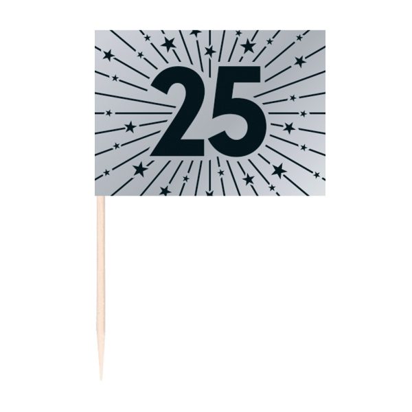 Sølv “25” kage pynt