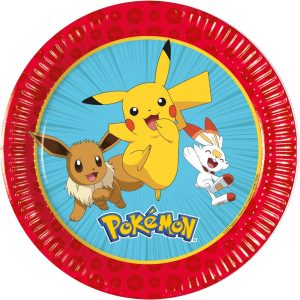 Blå Pokemon® paptallerken "next generation" (lille)