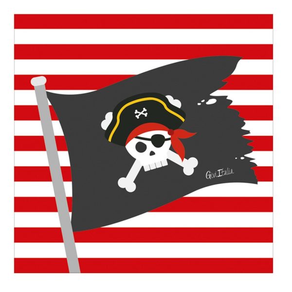 Rød/sort piratflag serviet