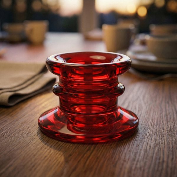 Rød glas lysestage