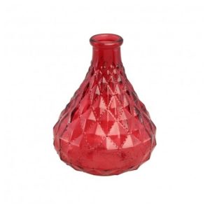 Rød mønstret glas vase