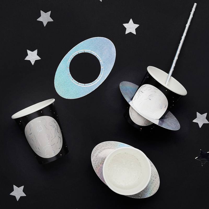 3D Planet Papkop - 8 stk (250 ml) | Party In A Box