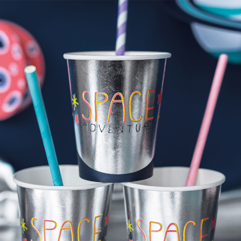 Rummet Papkop - 6 stk (200 ml) | Party In A Box - sølv
