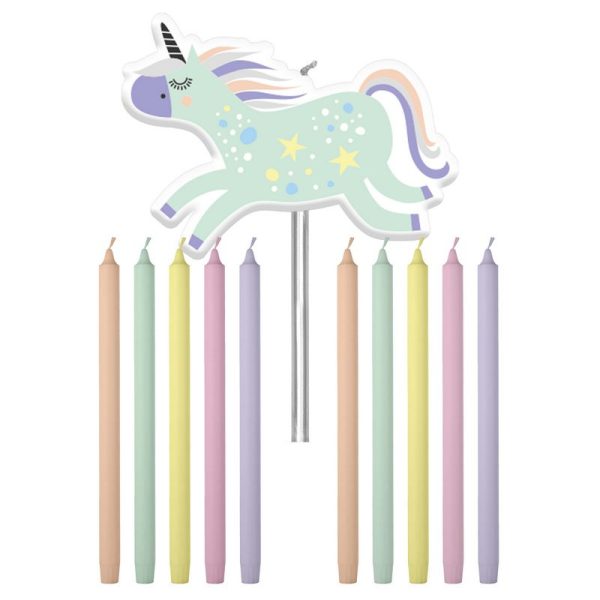 Pastel enhjørning kage lys